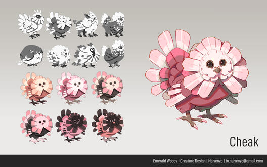 Cheak design exploration and final illustration.